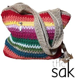 SOLD!!!! THE SAK | RAINBOW CROCHET HOBO STRIPED SHOULDER BAG
